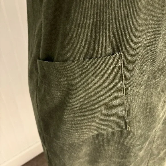 Olive Green Corduroy Pinafore Dress - Picture 2 of 6